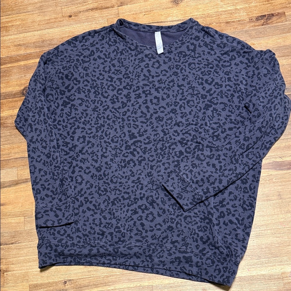 Athleta Navy Leopard Print Sweatshirt